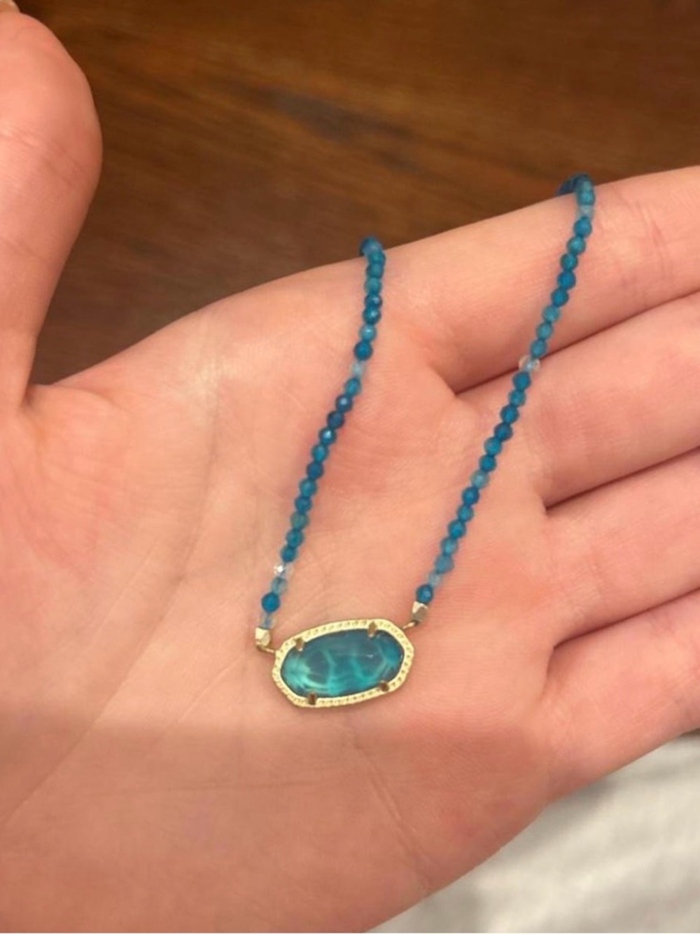 NWOT Rare Kendra Scott Turquoise Beaded Gold Necklace London Blue